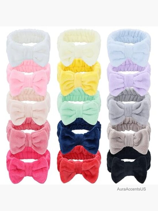 15 Pack Coral Fleece Fluffy Wide Headbands for Yoga Spa Makeup Hair Holder main image 4